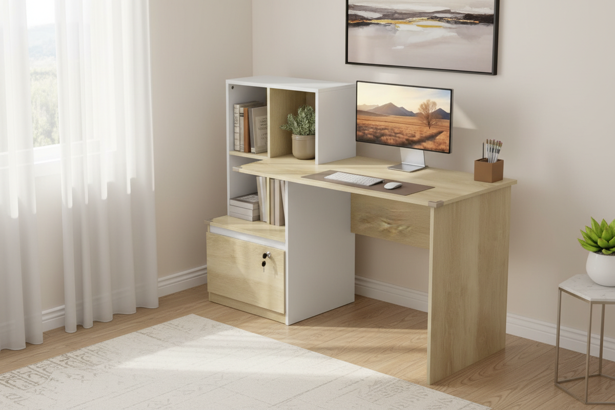 Home Office Desk with Realistic Background
